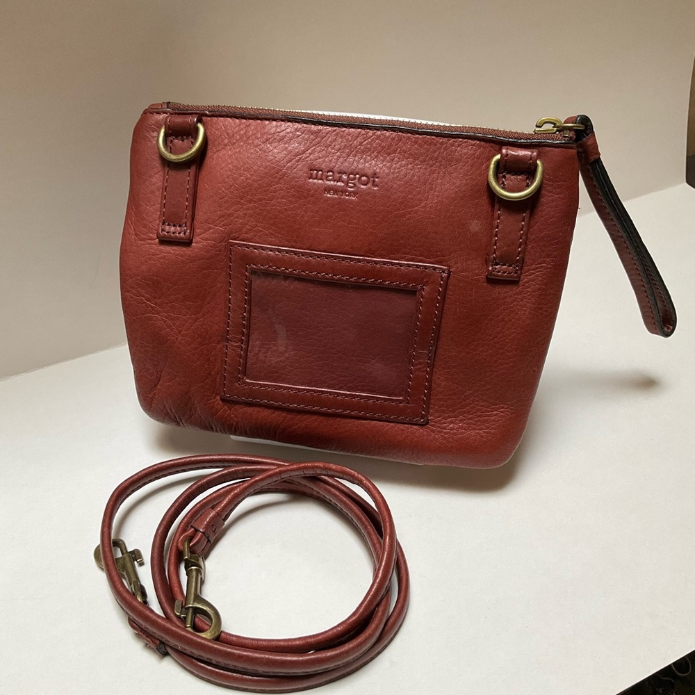 MARGOT New York Small Crossbody BROWN LEATHER Wristlet 3 in 1 Belt Bag Clutch - Picture 4 of 13